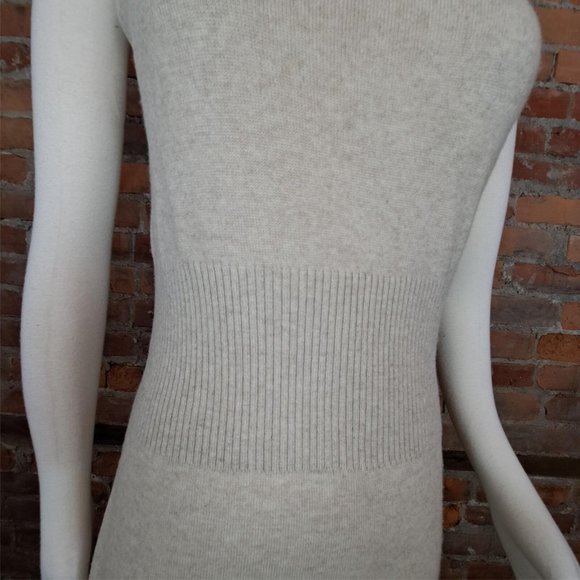 GC Fontana Merino/Cashmere Sweater Dress Oatmeal Sleeveless Ribknit Waist Size S - Picture 4 of 10
